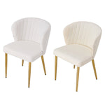Breeins Set Of 2 Modern Sherpa Fleece Dining Chairs With Gold Metal Legs
