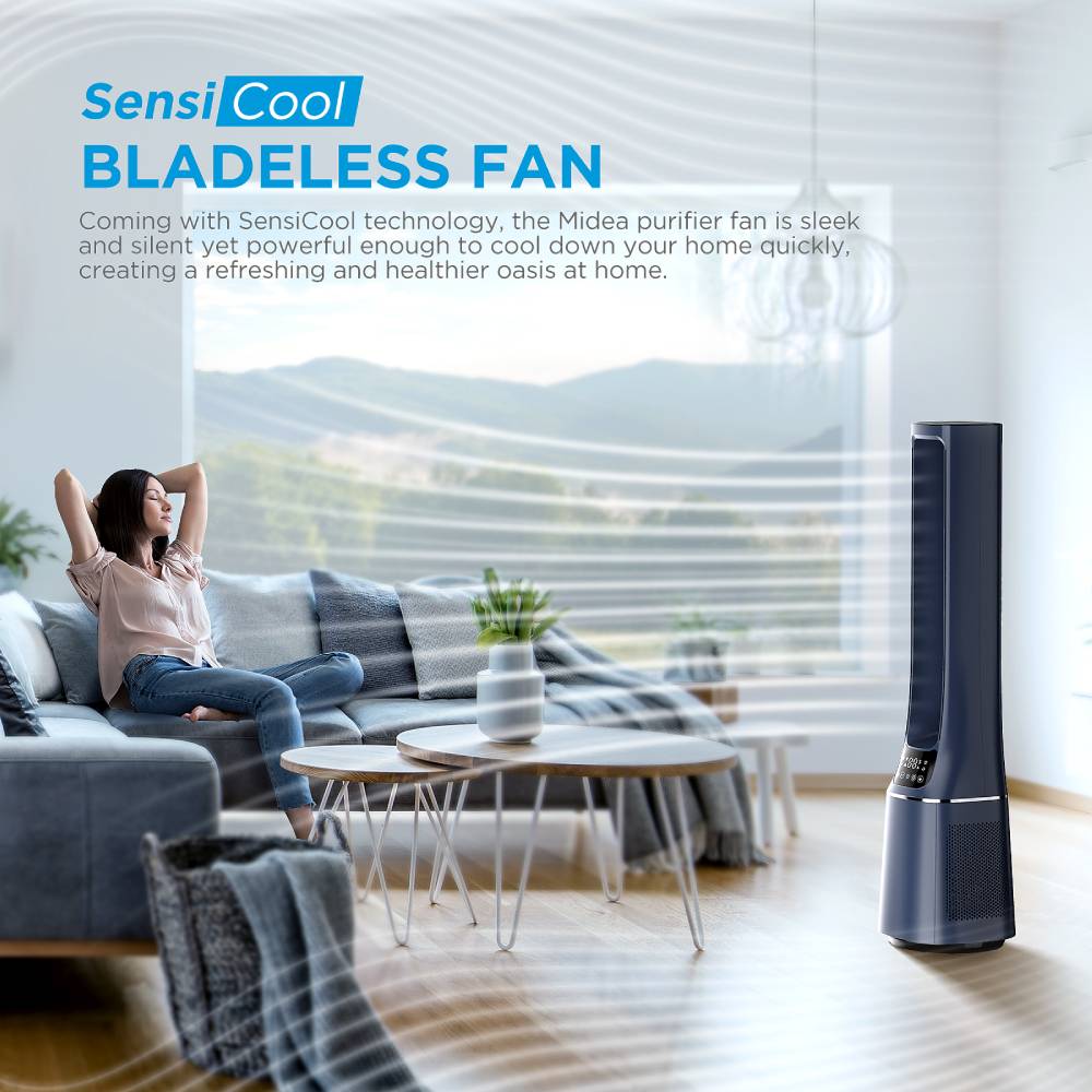 2-in-1 Bladeless Tower Fan With Hepa Filter For Air Purify