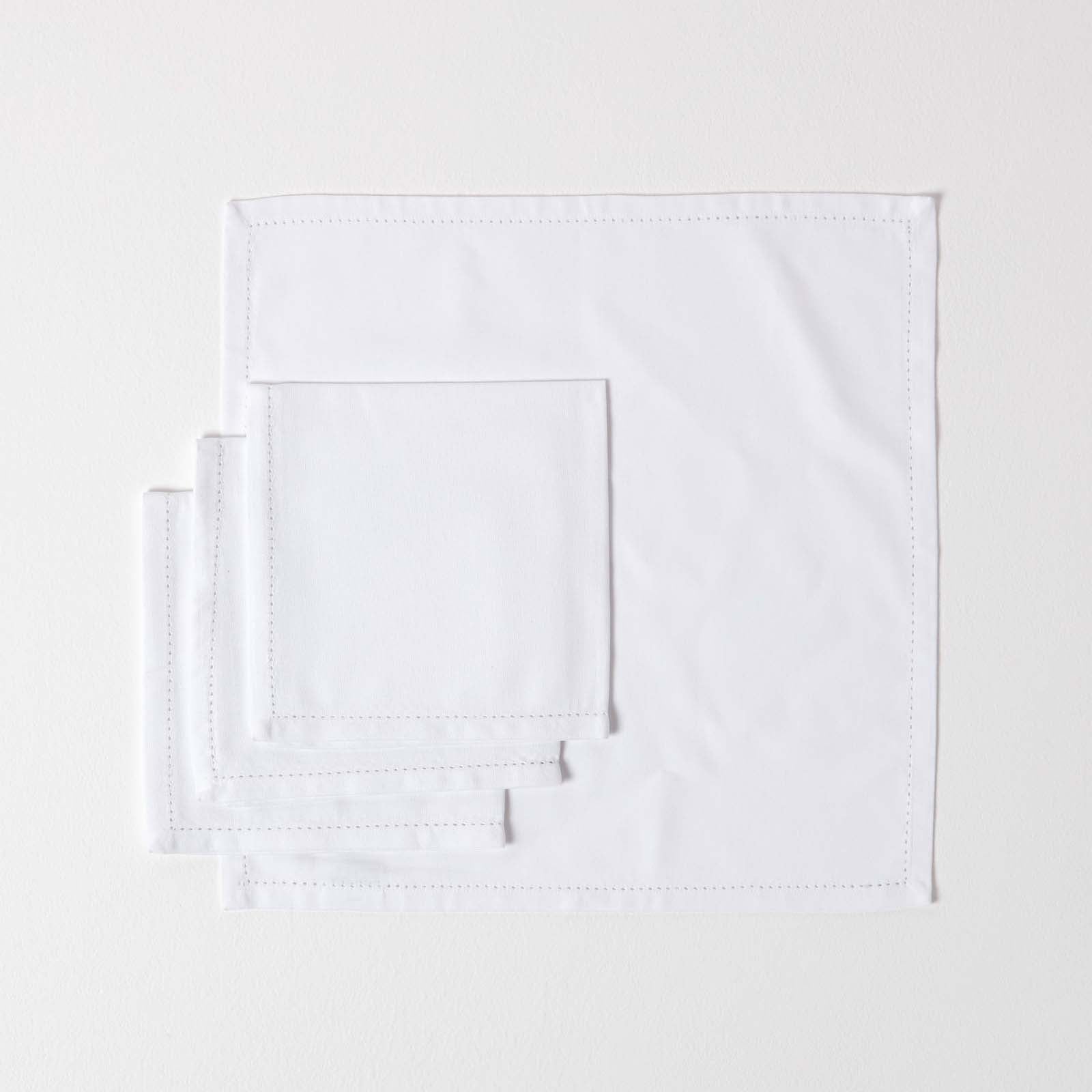 Plain Cotton Fabric 4 Napkins Set | 45cm x 45cm | White