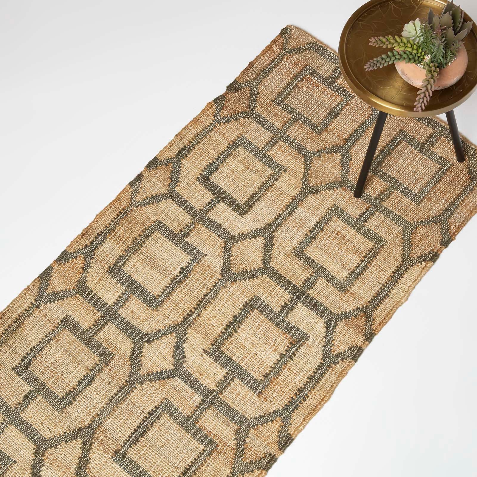 Tiran Brown Geometric Handwoven Jute Rug | 200cm | Brown