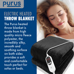 Deluxe Electric Throw Heated Double Over Blanket Soft Fleece 9 Heat & 12 Timer Settings | L | Black