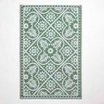 Luxury Outdoor Rug Waterproof Reversible For Garden Patio, Green Floral Leaf