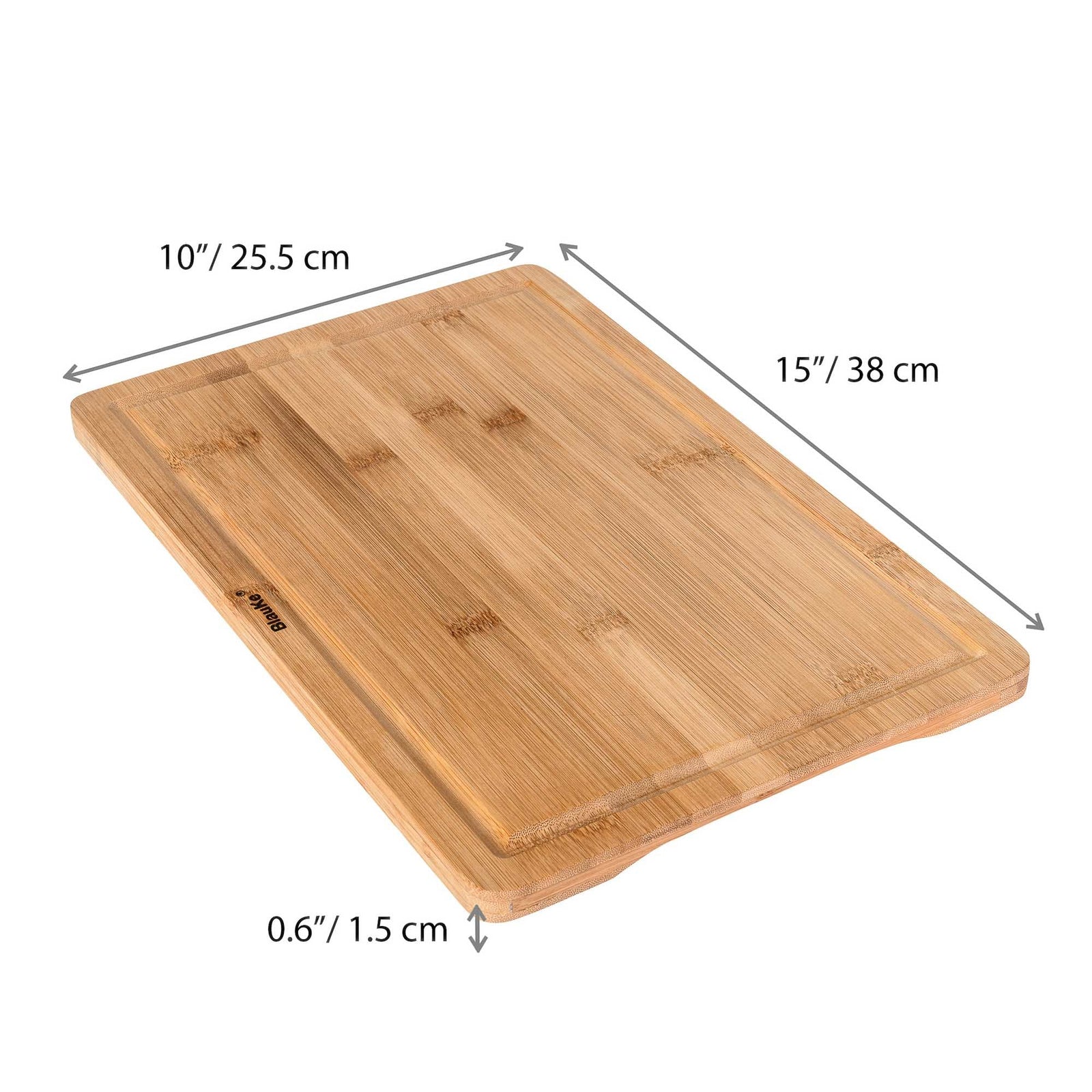 BlauKe Wood Cutting Board For Kitchen - 38x25cm Large Bamboo Cutting Board With Juice Groove And Handles - Wooden Chopping Board