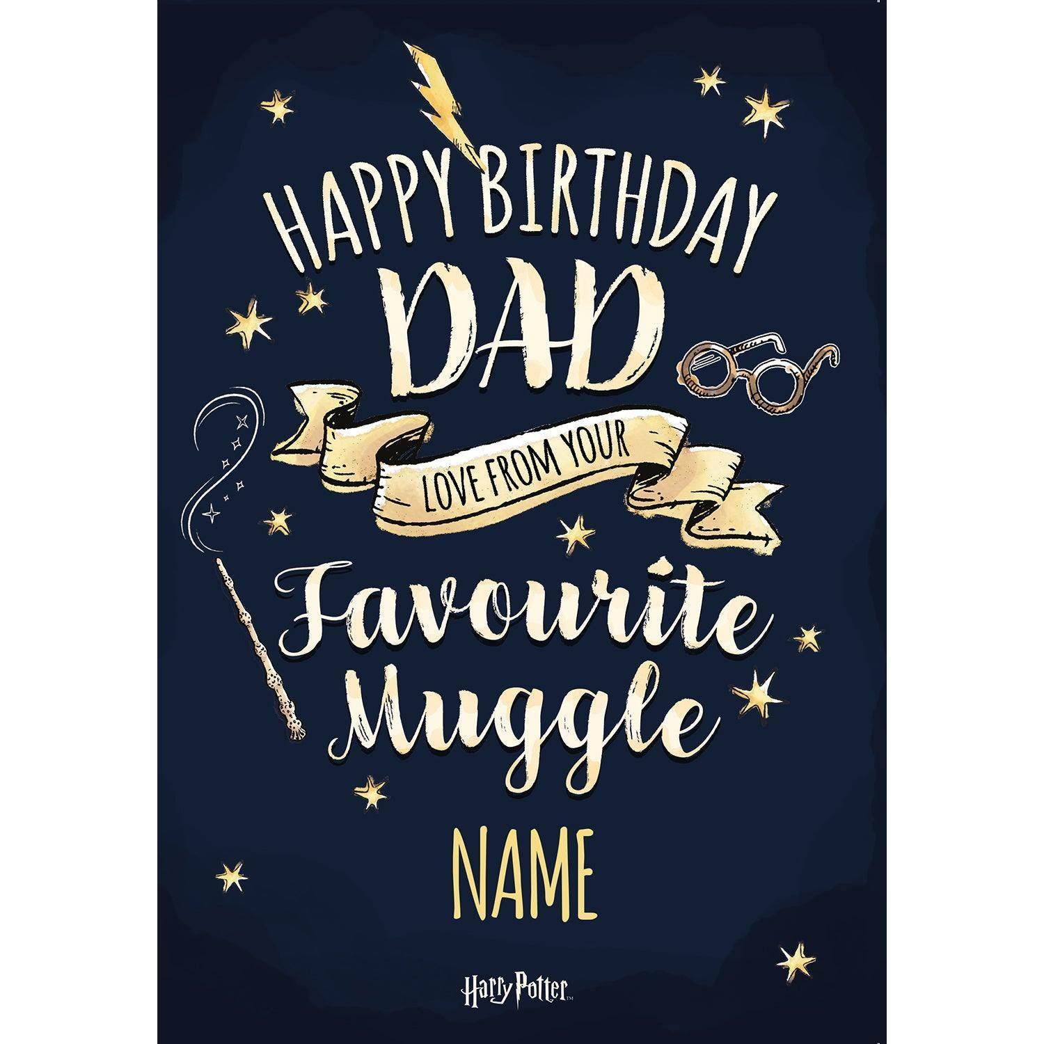 Personalised 'favourite Muggle' Dad Birthday Card Official Product