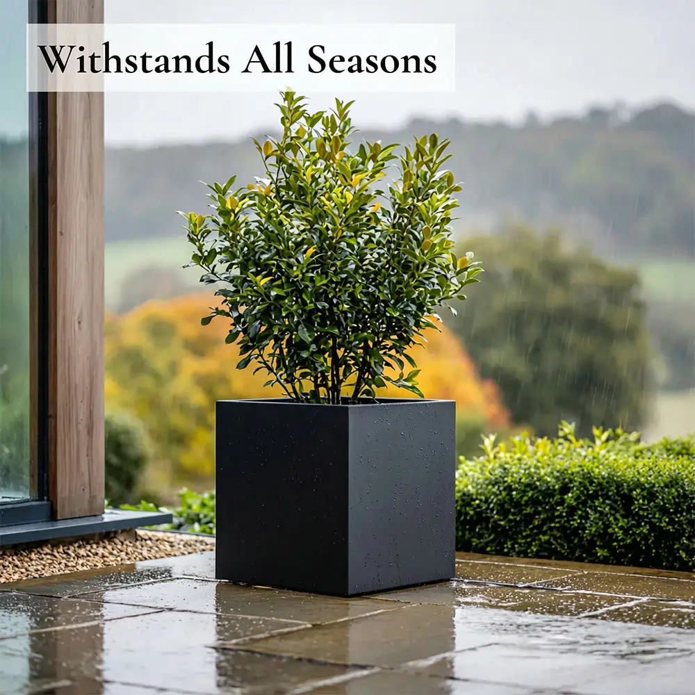 Zinc Galvanised Square Planter | 50cm x 50cm x 50cm | Matte Black