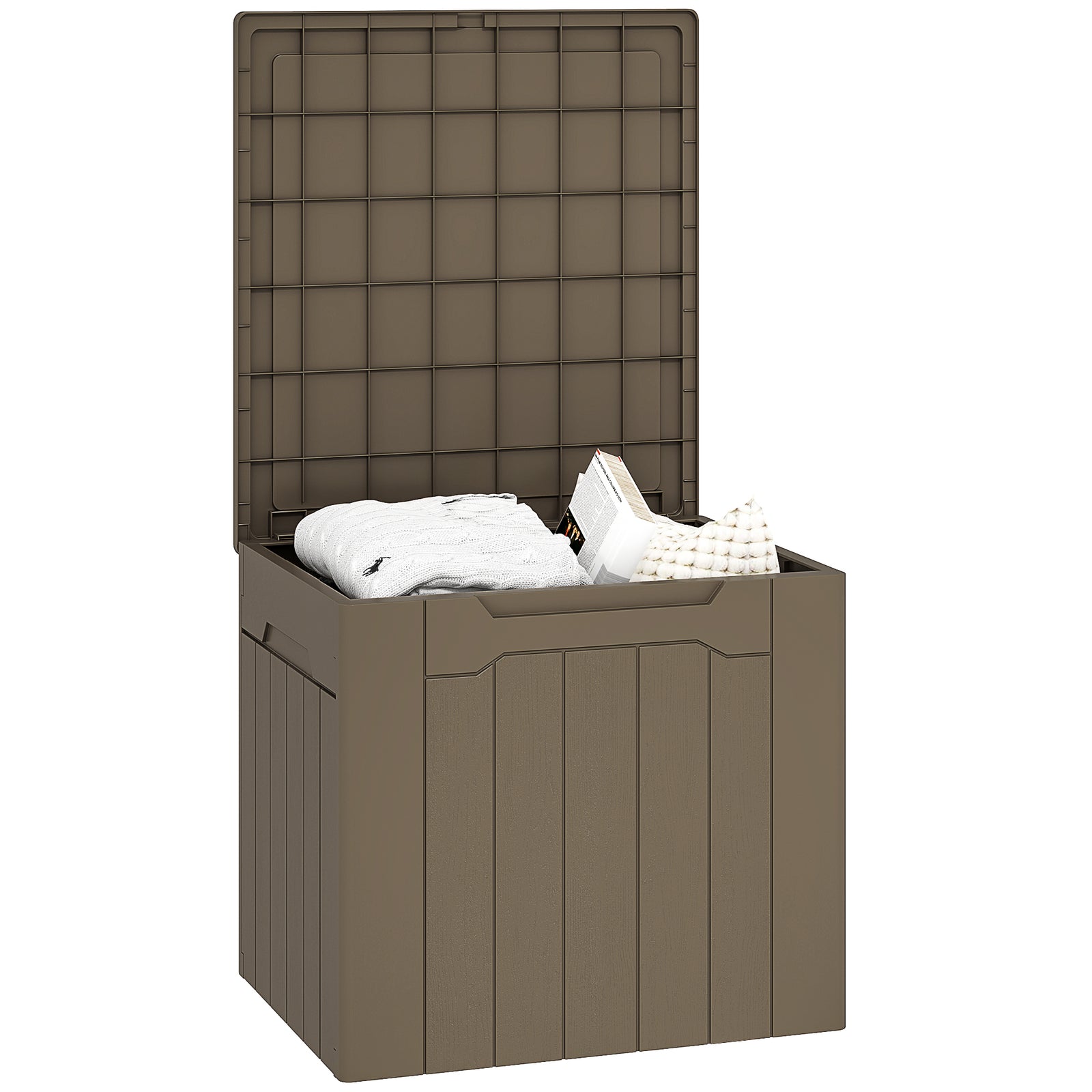 107 L Plastic Storage Chest With Lock Hole And Handles | One Size | Dark Brown