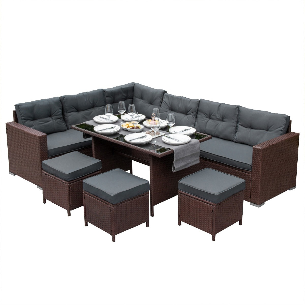 Rattan Corner Set | Brown