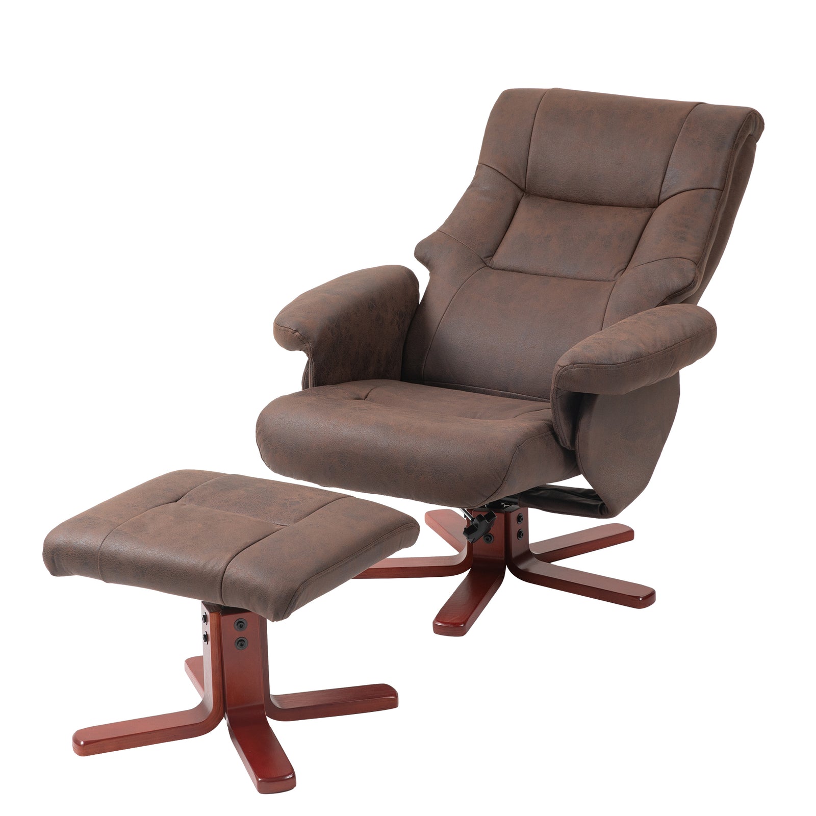 135 Degree Reclining Armchair With Footstool For Living Room | One Size | Brown