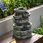 Faux Rock Garden Fountain With Lights
