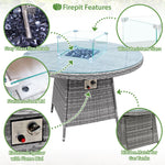 Windsor Xl Rattan 6 Seat Firepit Dining Set | 6 Seat | Mixed Grey
