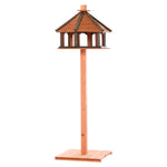 Pawhut Wooden Bird Feeder Bird Table With Roof For Outside Use Brown 130cm