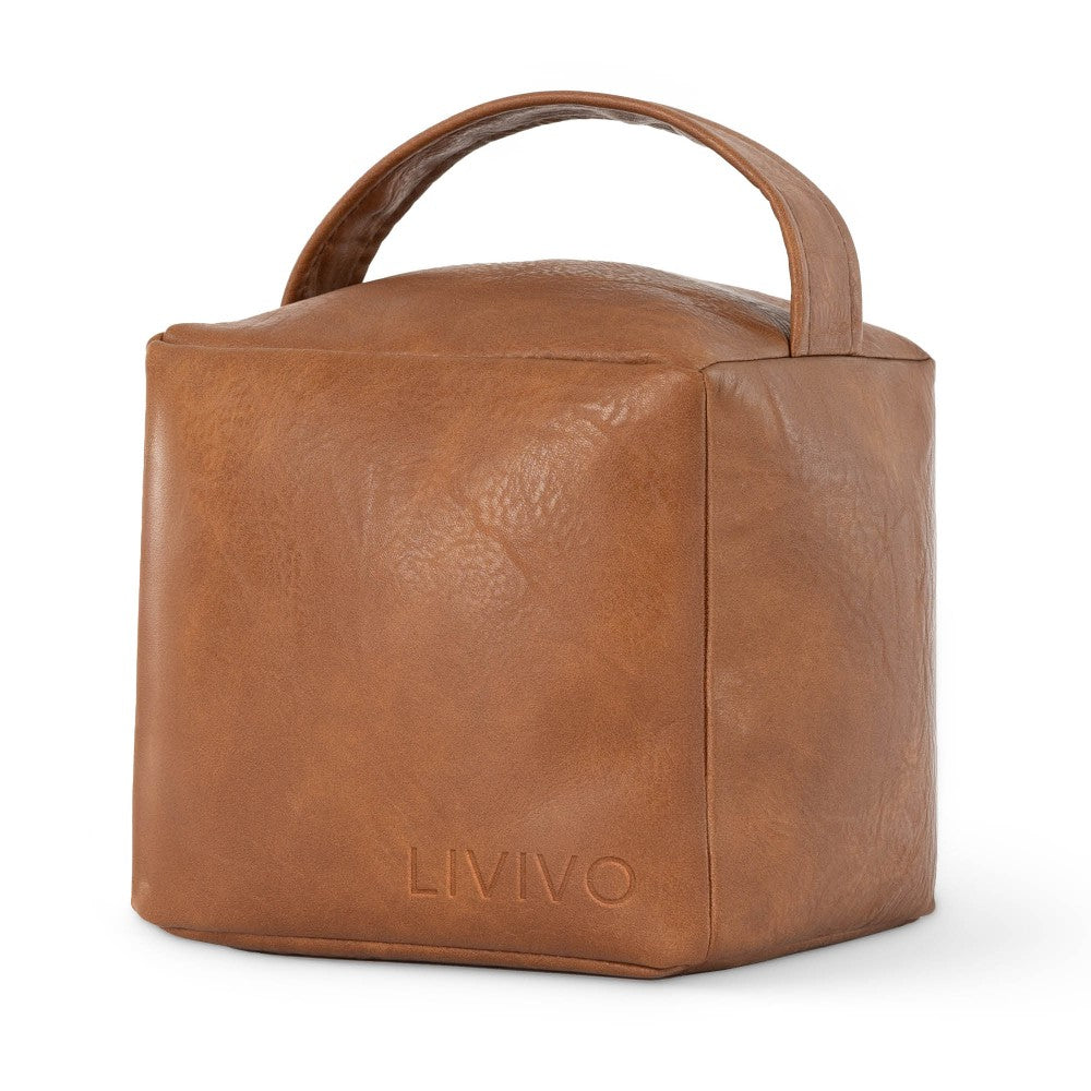 Faux Leather Weighted Door Stop | Tan