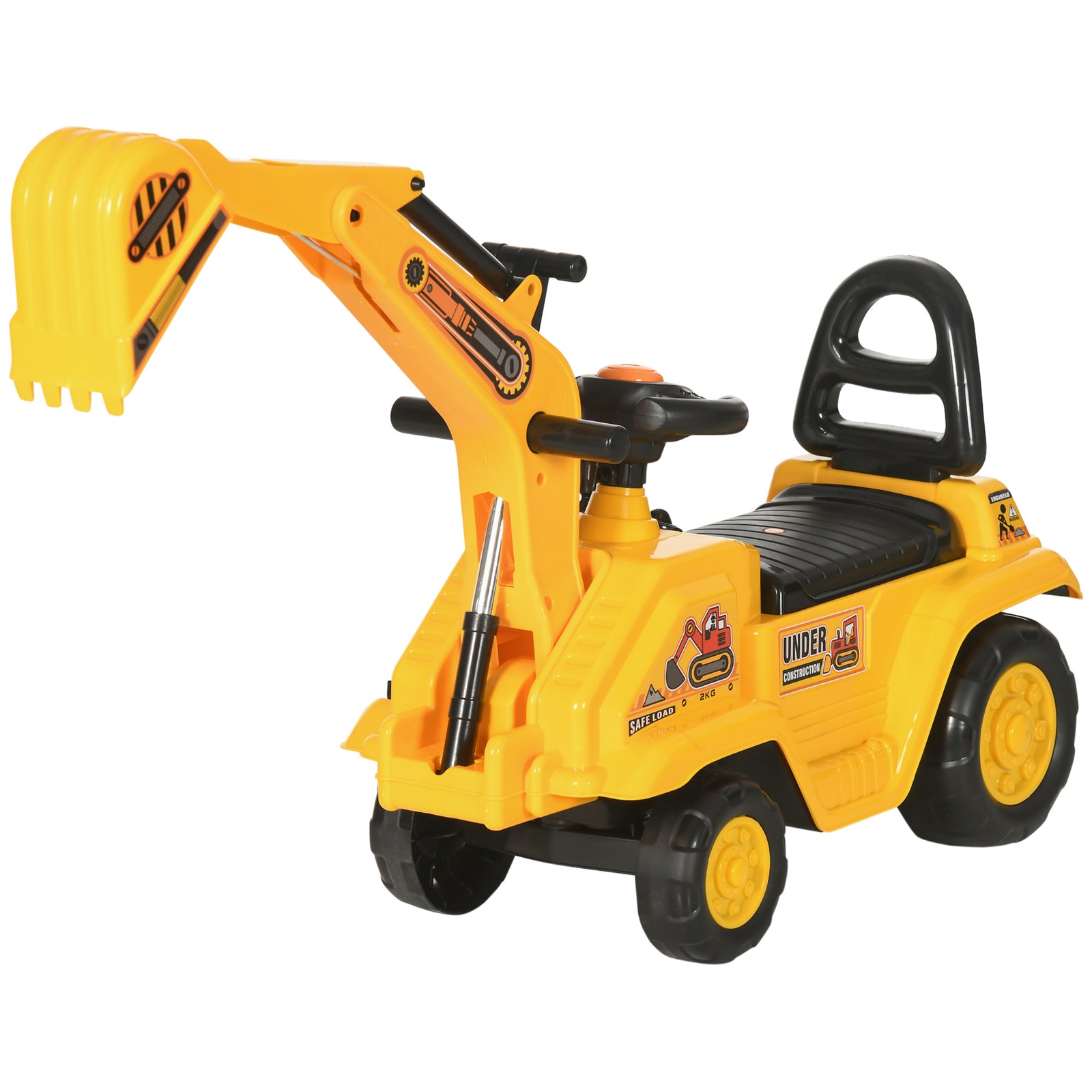 2 In 1 Kids Ride On Tractor With Buckle, For 1.5-4 Years Old, Yellow