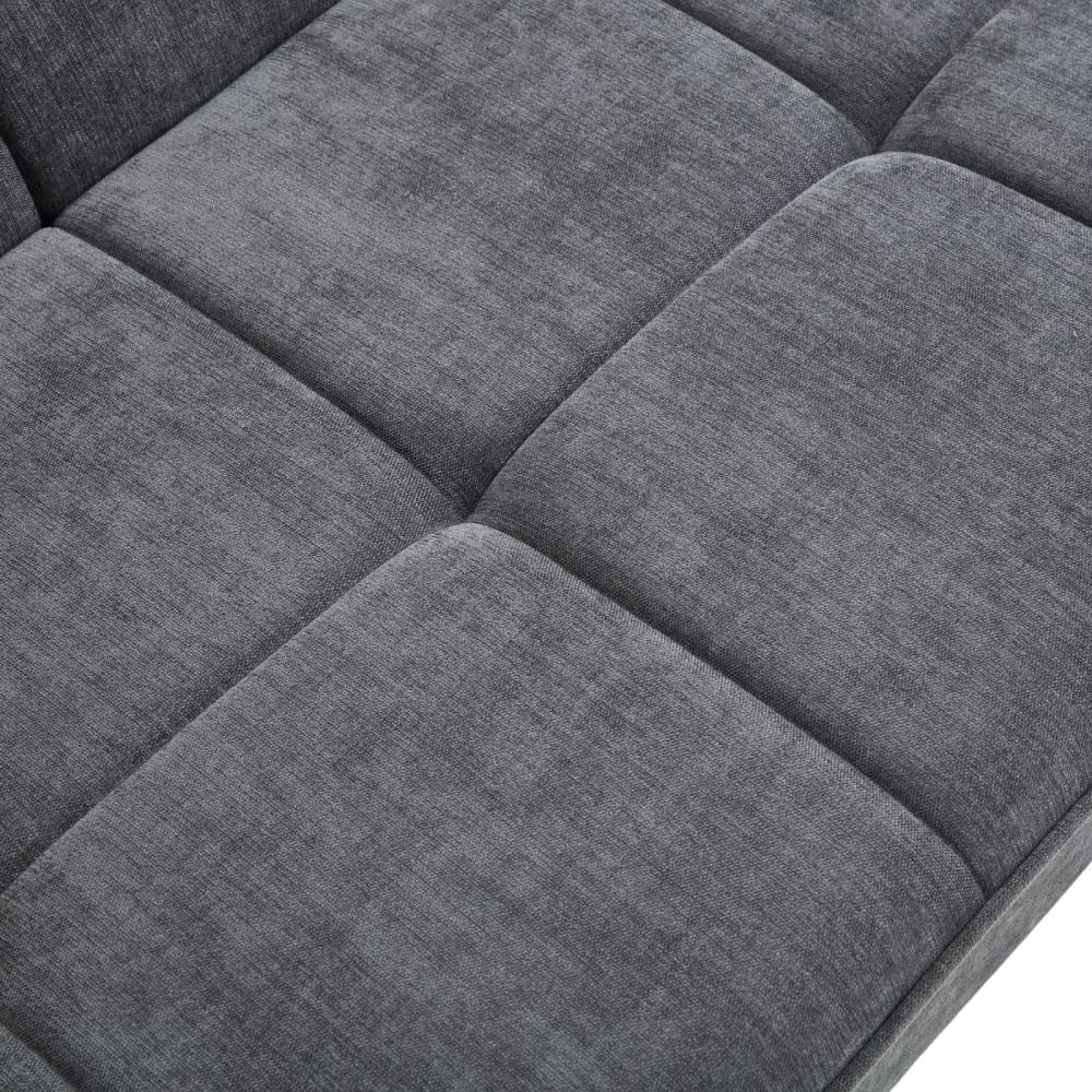 Modern Grey Fabric Sofa Bed With Folding Design – Tufted Upholstery, 28d Sponge Filling & Sturdy Iron Legs