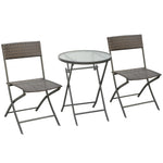 3 Pieces Bistro Set Rattan Furniture Garden Patio Steel