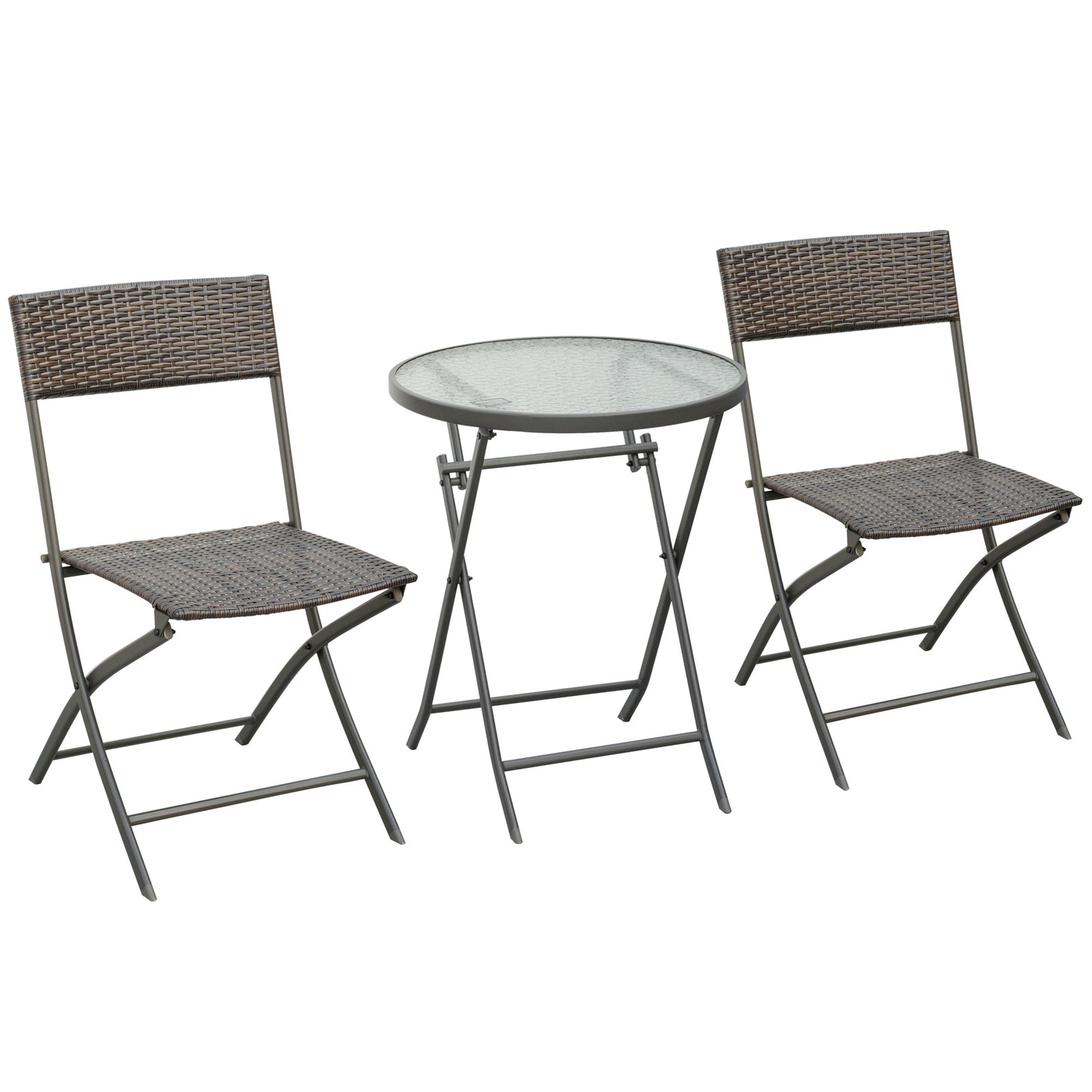 3 Pieces Bistro Set Rattan Furniture Garden Patio Steel