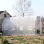 Outdoor Walk-in Tunnel Greenhouse With Heavy Duty Steel Frame & Roll-up Door | 4 x 3 x 2m | White