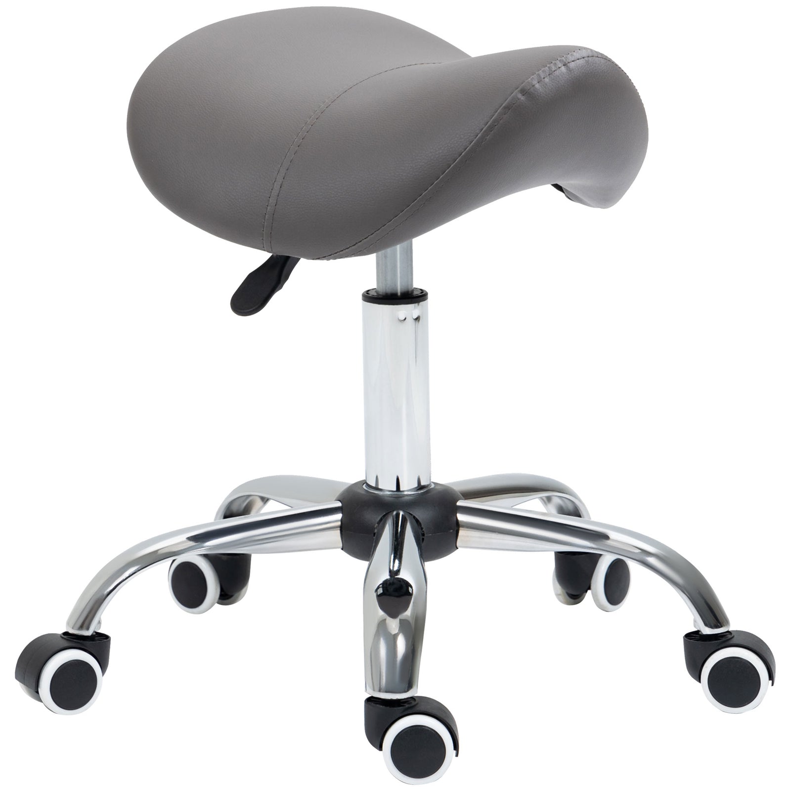 Pu Leather Saddle Stool W/ Moulded Padded Seat Adjustable | One Size | Gray