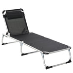 Folding Outdoor Lounger W/ Pillow | Black
