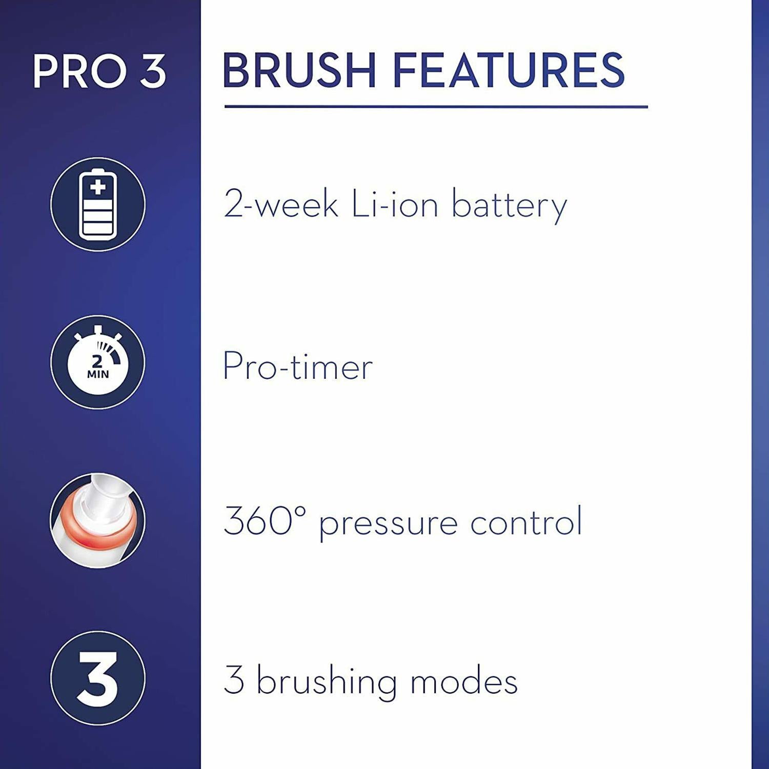 Pro 3 3500 Electric Toothbrush With Smart Sensor Cross Action, Black