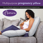 C Shaped Pregnancy Pillow, 140x65x20cm Shredded Memory Foam Full Body Maternity Cushion For Sleeping | C Shape | Light Grey