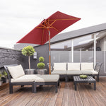 2x1.5m Wooden Patio Umbrella Parasol | Red