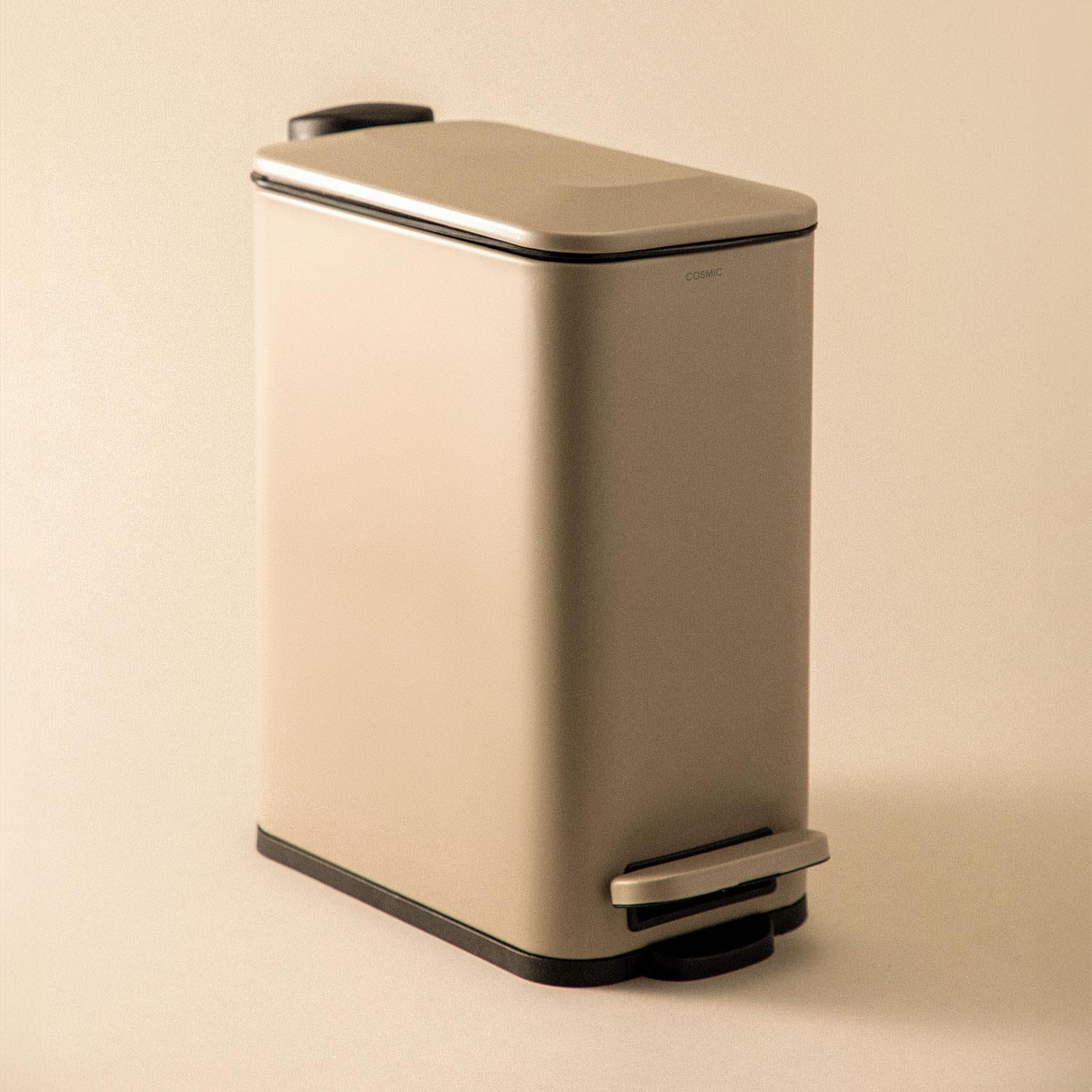 Bathroom Bin 5l, Slim Pedal, Removable Bucket Beige Essentials Collection