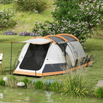 Tunnel Tent With Bedroom, Living Room And Porch For 3-4 Man | Orange
