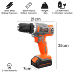 18v Cordless Drill And Screwdriver Set & Drill Bit Kit Li-ion Battery Included, Lightweight Power Battery Drill | 13 Piece Kit – 2x 18V Batteries + Charger | Orange