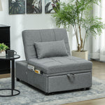 4-in-1 Pull Out Sleeper Chair Bed With Pockets | Grey