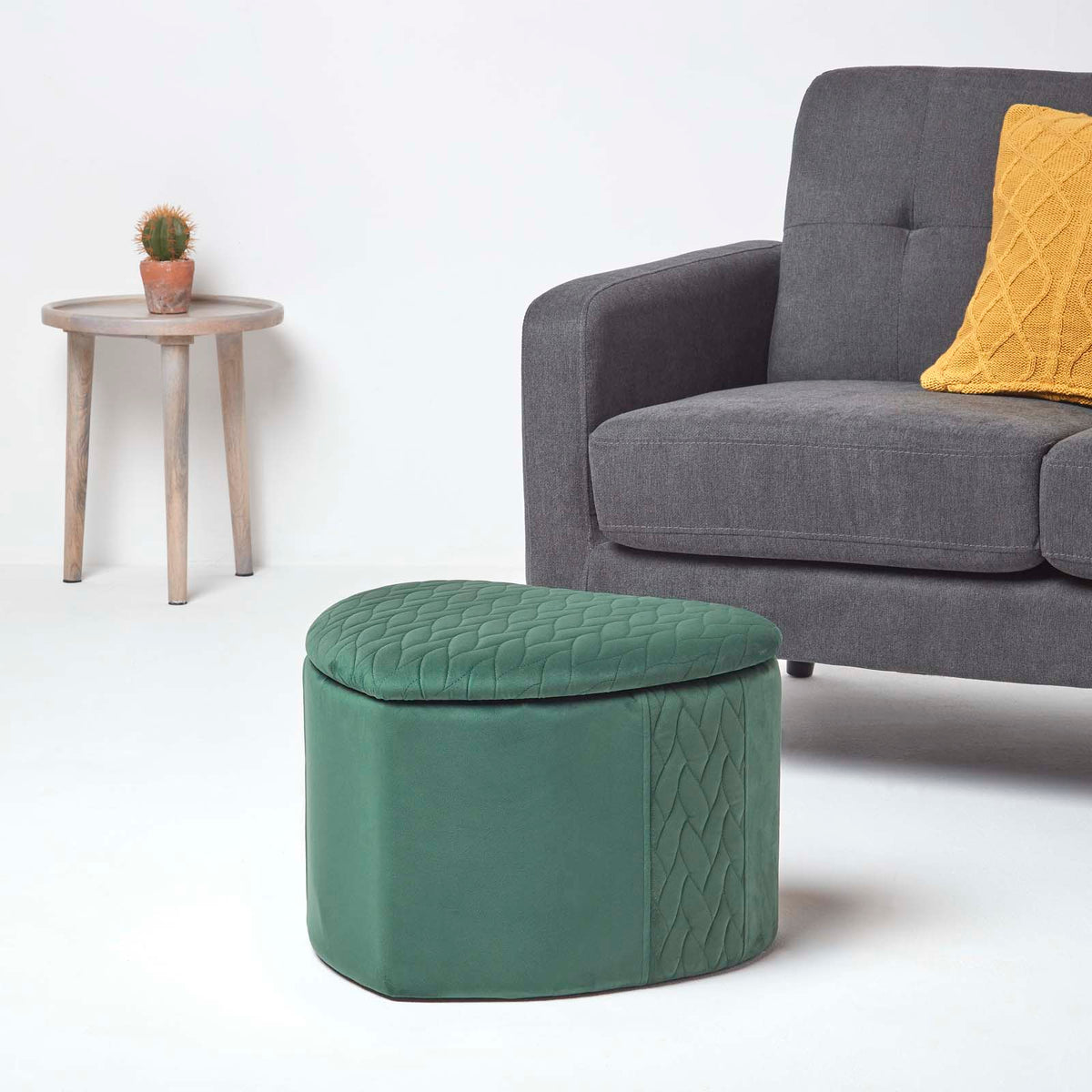 Arundel Heart-shaped Velvet Footstool With Storage | Green