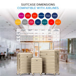 Set Of 3 Hard Shell Suitcase Cabin & Check In Cases With Tsa Lock - Overhead Cabin With Medium & Large Check-in Bag | Set of 3 | Champagne