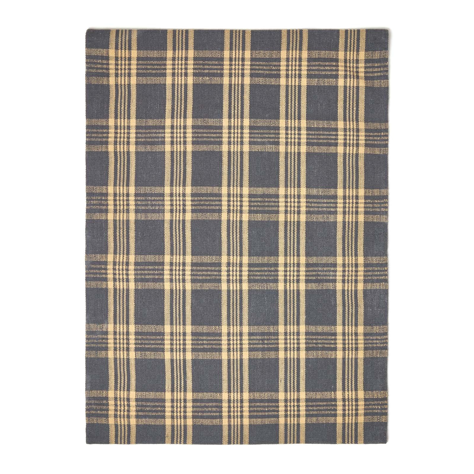 Tartan Check Non-slip 100% Wool Rug | 150cm x 240cm | Grey