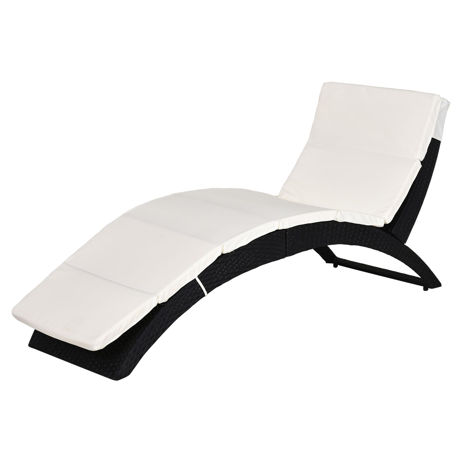 Rattan Sun Lounger Hammock With Cushion | Black