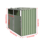 2 Bin Storage Shed – Heavy-duty Galvanized Steel Outdoor Bin Store With Lift-up Lids & Lockable Doors | Light Green