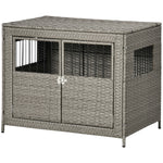 PawHut Pawhut Wicker Dog Cage Crate W/ Cushion For Medium Large Dogs, 85 X 61 X 70 Cm