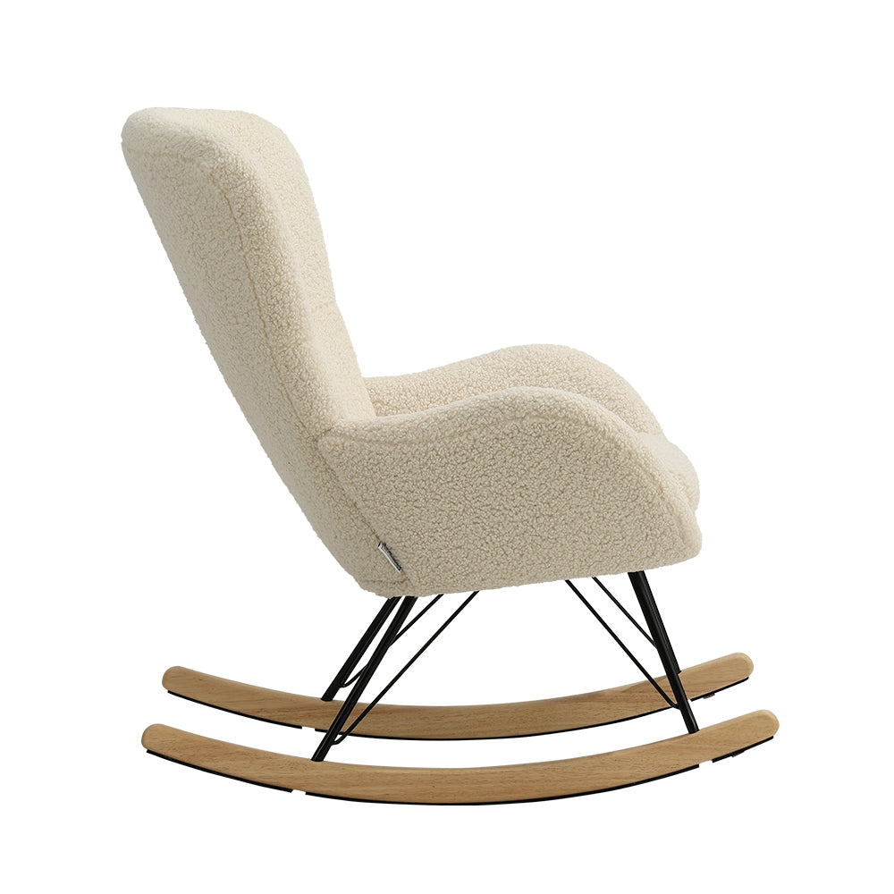 Contemporary Faux Wool Rocking Chair With Removable Cushion