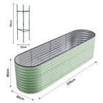 160cm/320cm W X 80cm D X 80cm H Oval Galvanized Steel Raised Garden Bed With Safety Edging, Ground Stakes & Elevated Design | Large