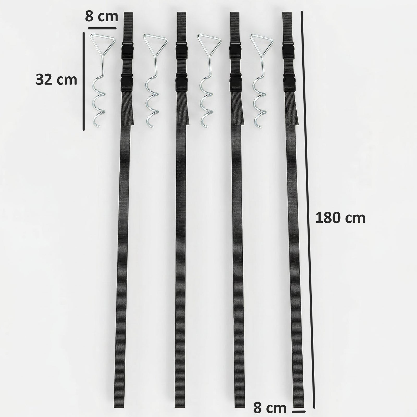 SPORTNOW 4pcs Trampoline Anchor Kit, 32 Cm Galvanised Trampoline Stakes