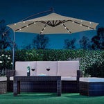 Solar LED Cantilever Parasol | Light Grey