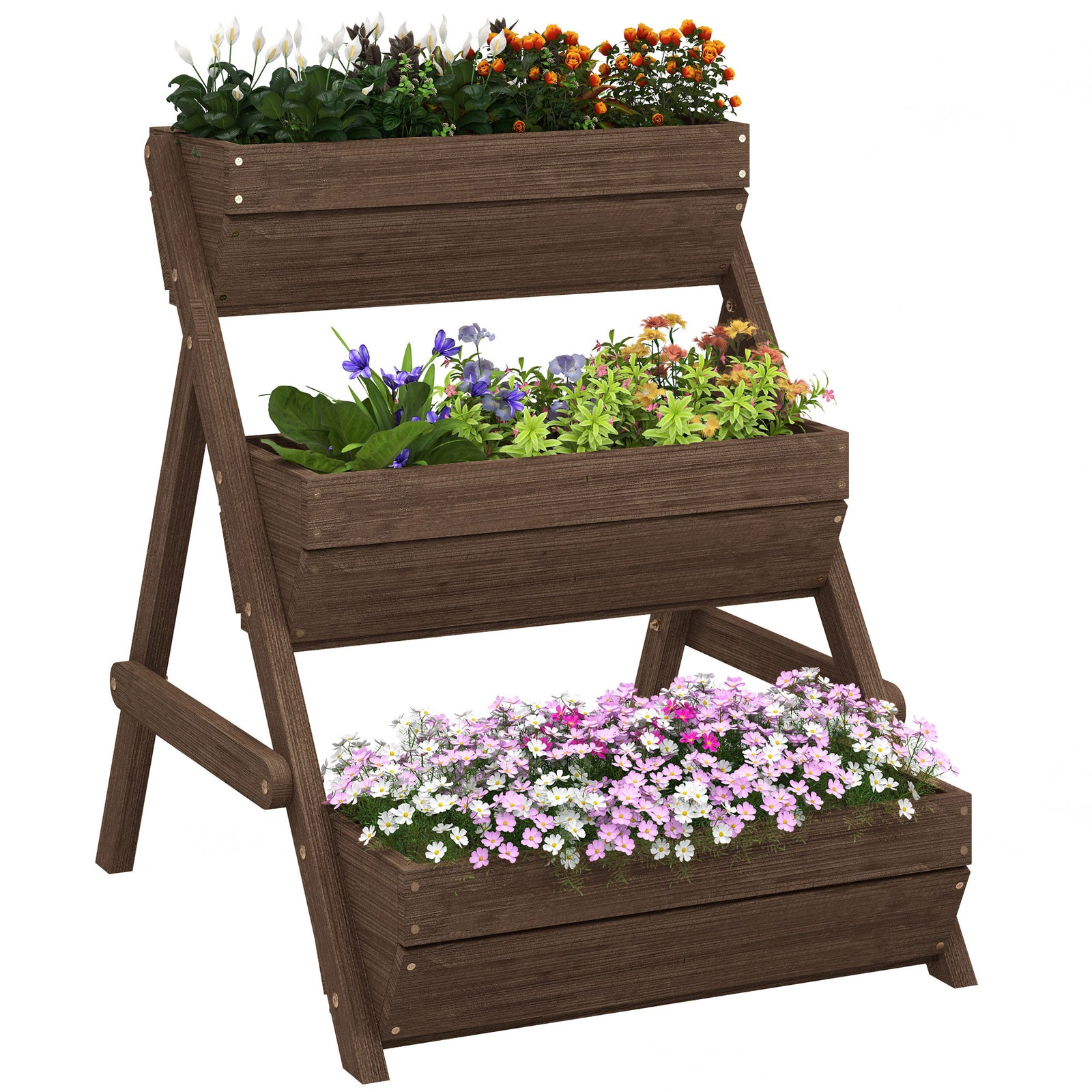 3 Tier Raised Garden Bed, 66l Planter Box Kit, Tan