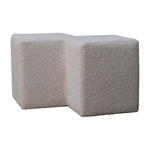 Solid Mango Wood White Boucle Twin Footstool