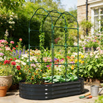 5 X 3 X 6ft Galvanised Raised Garden Bed With Trellis | Dark Grey