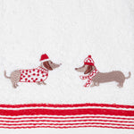 Dachshund Embroidered 100% Cotton Christmas Hand Towel