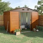 Garden Shed Wood Effect Tool Storage Sliding Door Wood Grain | Large | Brown