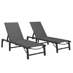Folding Sun Lounger, 5-position Adjustable Sunbed | Black