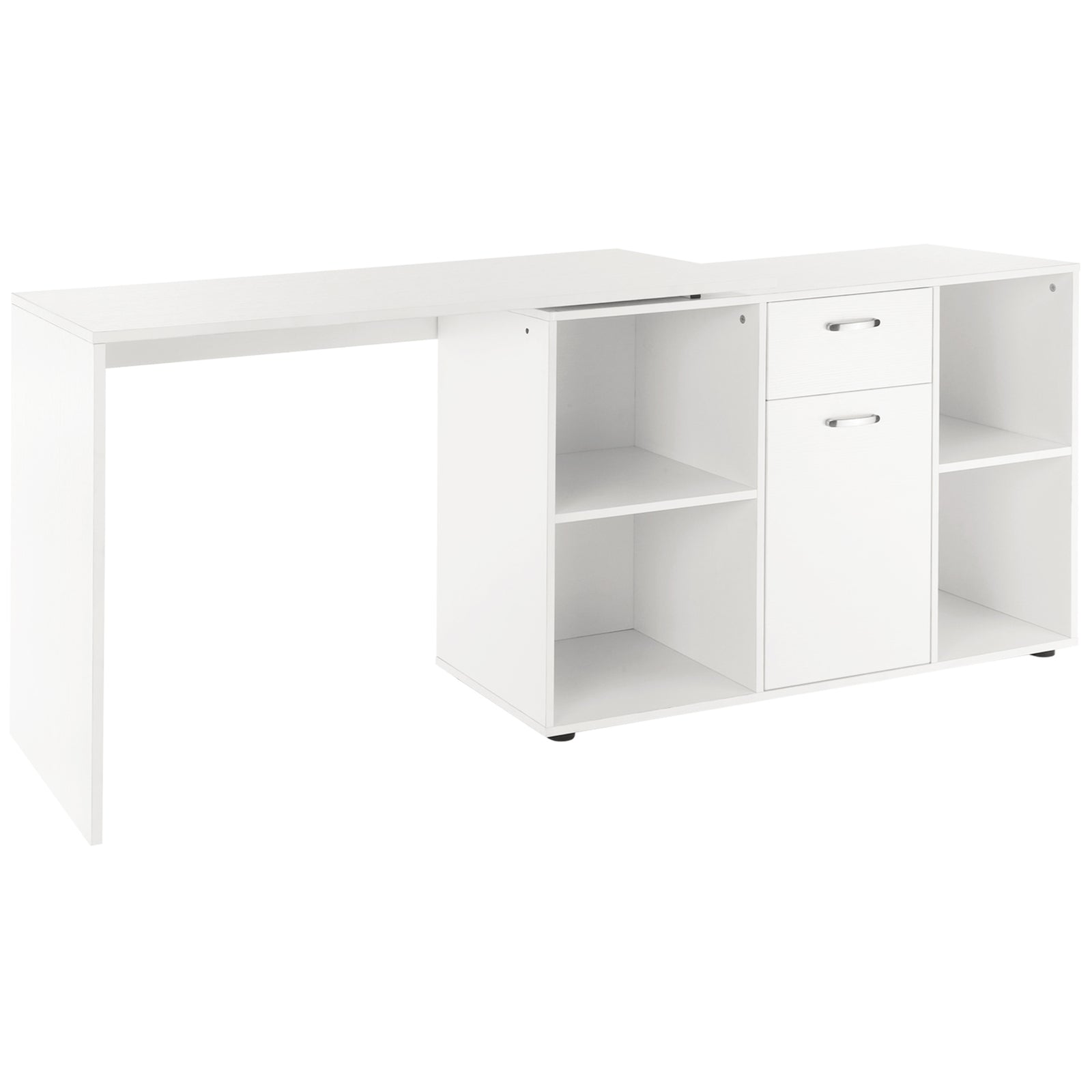 Dual Use Adjustable Large L Shaped Computer Desk Laptop | White