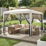 3 X 3 M Gazebo, Netting Party Tent W/ Double Tier Roof | Cream