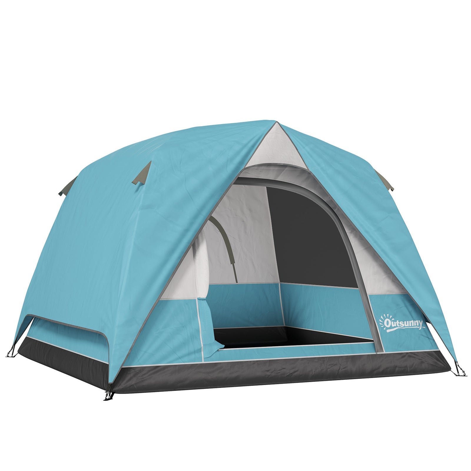 3-4 Person Dome Tent, Easy Setup, Mesh Windows | Light Blue