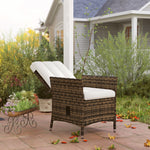 Rattan Recliner Chair, Wicker Armchair With Backrest | Cream